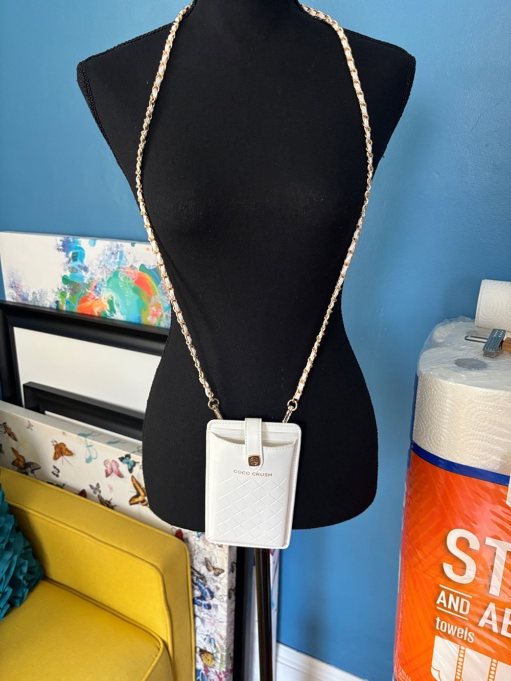 White Crossbody Card and phone Holder Bag